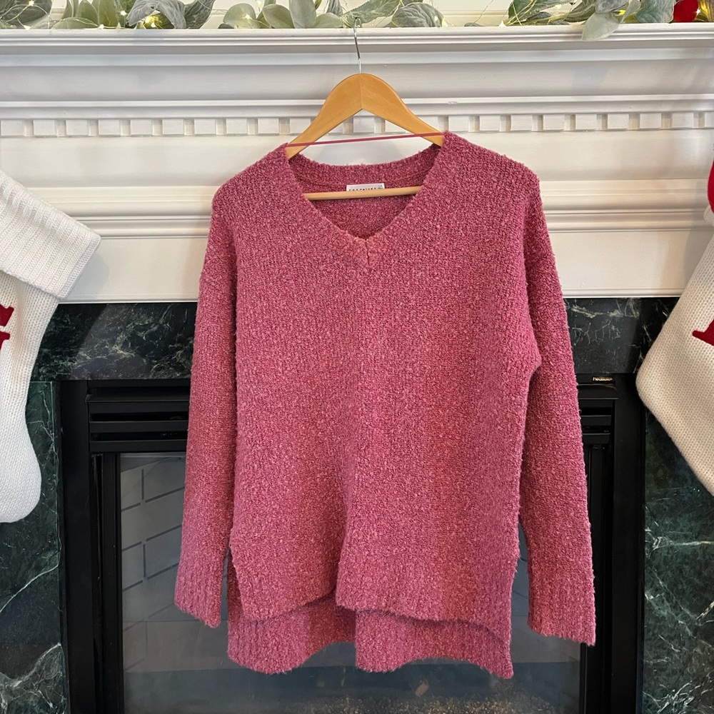 Pink v-neck sweater.  Size Large.  Really soft!